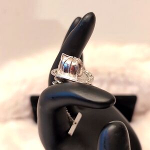 Silver Toned Firefighters Hat Tie Pin